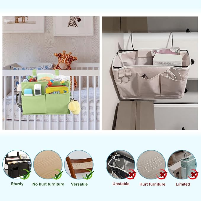 Surblue Bedside Caddy Hanging Bed Organizer Storage Bag Pocket - Image 4