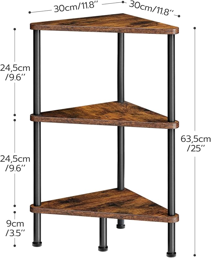 HOOBRO Corner Shelf Stand, Industrial 3-Tier Corner Bookshelf - Image 3
