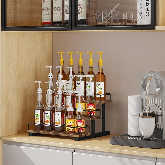 Homode Liquor Bottle Display Shelf, Coffee Syrup Rack Organizer, 3 Tier Wine - Image 7