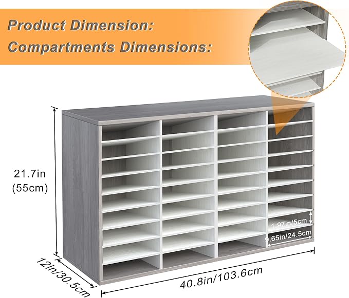 TQVAI Literature Organizer, Heavy Duty 36 Compartments Countertop Mail Organizer - Image 7