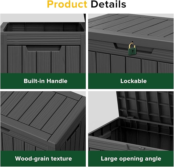 45 Gallon Resin Deck Box, Waterproof Outdoor Storage Box - Image 5
