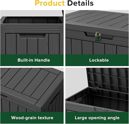45 Gallon Resin Deck Box, Waterproof Outdoor Storage Box - Image 5