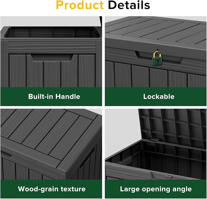 45 Gallon Outdoor Deck Box, Storage Lockable Waterproof Patio Furniture - Image 5