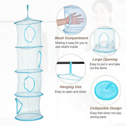 uxcell 2Pcs Mesh Hanging Storage Basket, Light Blue - Image 3