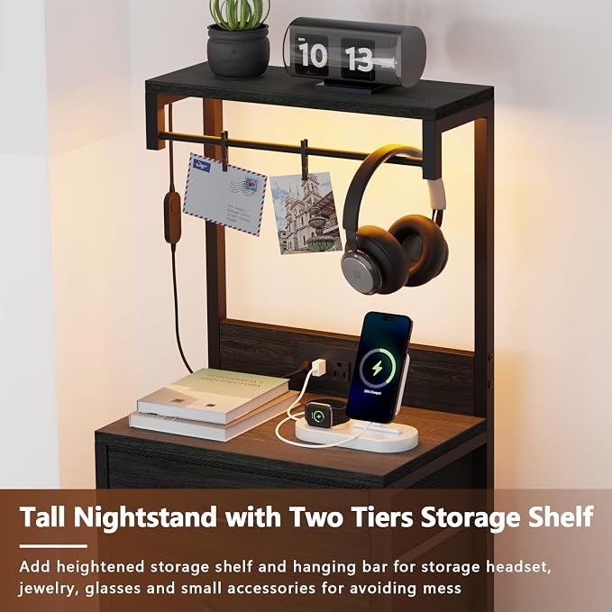 Furnulem Night Stand Set 2, Tall Nightstand - Image 4
