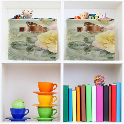 Watercolor Yellow Flower Storage Bins Box Foldable Shelf Basket - Image 6