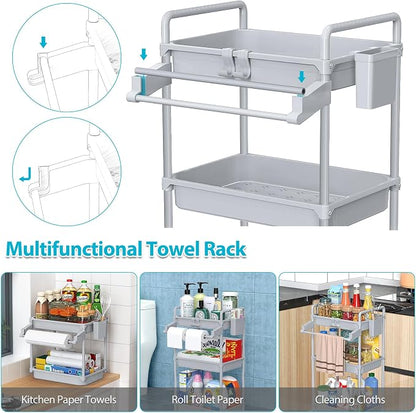 SPACEKEEPER Rolling Storage Cart, 3 Tier Utility Cart Laundry Room Organization - Image 2