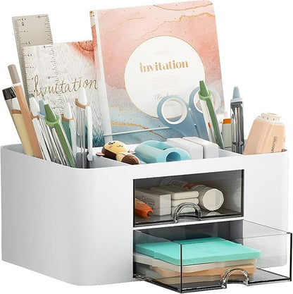 Marbrasse Pen Organizer with 2 Drawer, Desk Organizers and Accessories with 5 by Marbrasse