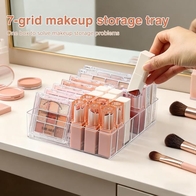Makeup Organizer for Eyeshadow Palette and Lipstick Organizer, 7 Section - Image 2