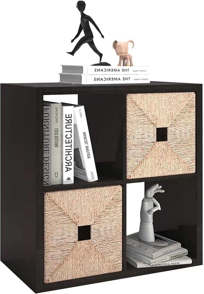 CTESNE【2026 Wooden Thick Frame 4 Cube Storage Organizer Shelf by CTESNE