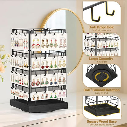 MODOWEY 360 Rotating Earring Cards Organizer Holder Stands - Image 4