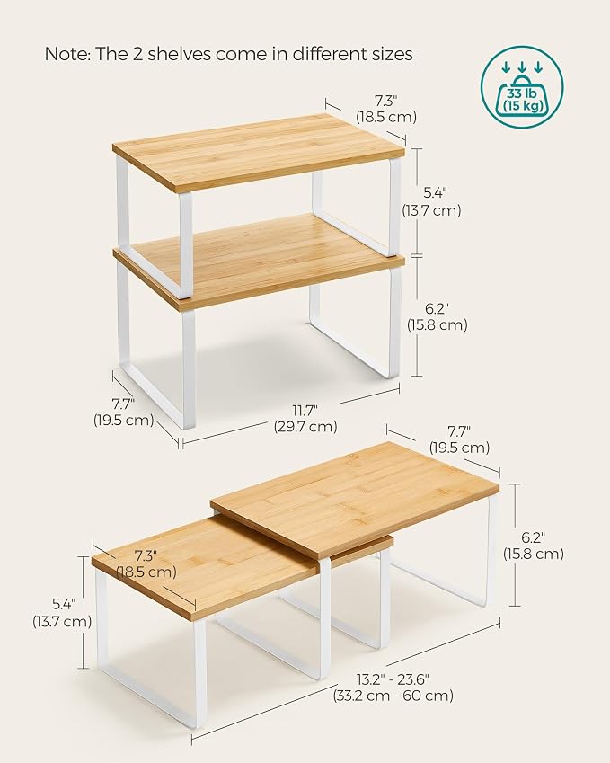 SONGMICS Cabinet Organizer Shelf, Kitchen Storage, Spice Rack, Expandable - Image 3