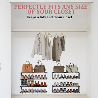 3 Pack Expandable Wall Mounted Shoe Rack, Heavy Duty Metal Shoe Holder - Image 5