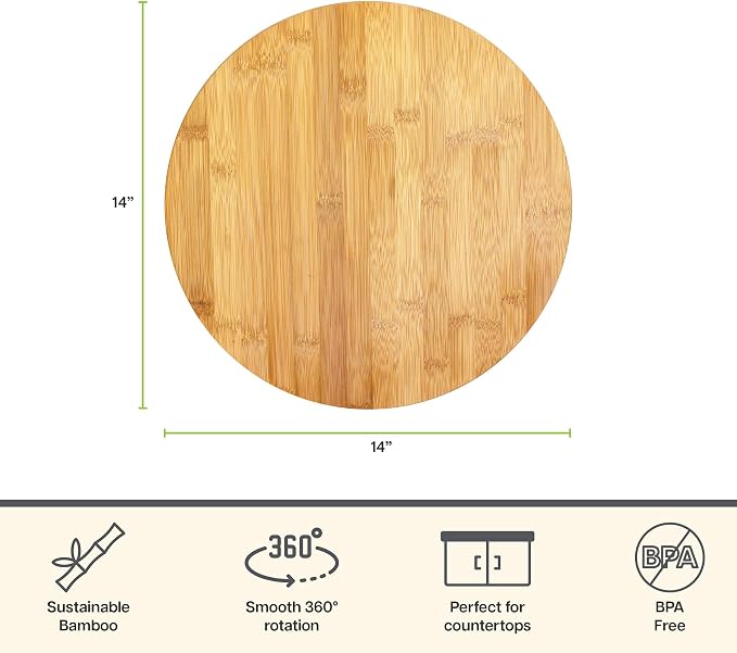 TB Home 14 Inch Bamboo Lazy Susan Turntable Organizer - Image 6