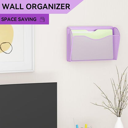3 Single Pocket Wall File Holder, Mesh Hanging File Folder Paper Organizer - Image 2