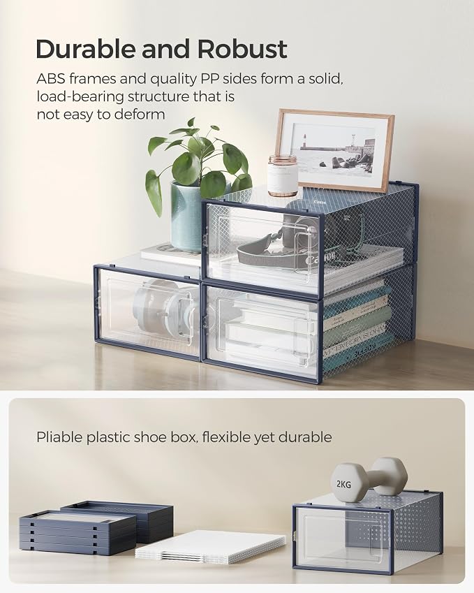 SONGMICS Shoe Boxes, Stackable Clear Plastic Boxes - Image 5