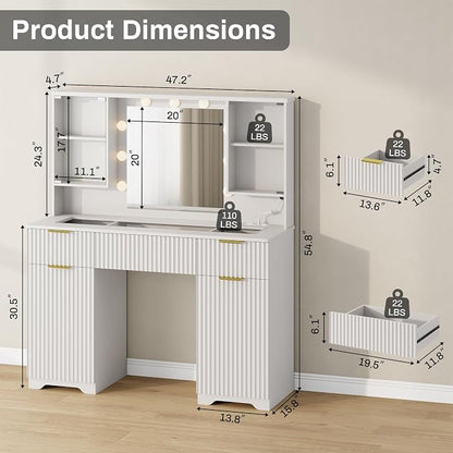 ONME 47.2" Fluted Vanity Desk - Image 9
