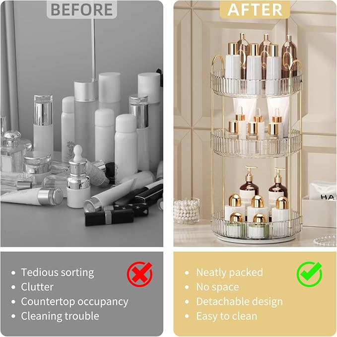 360° Rotating Makeup Organizer for Vanity - Image 4