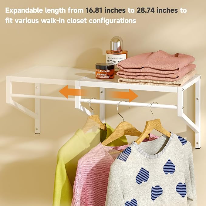 ThreeHio Expandable Closet Shelves Wall Mounted, 2 Pack Closet Shelving - Image 5