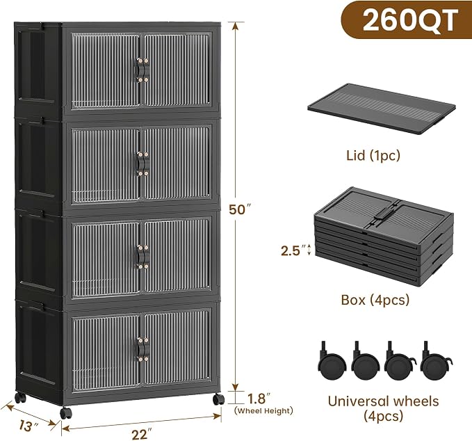 SAILUN 260Qt Stackable Storage Bins Folding Collapsible Storage Bins - Image 2