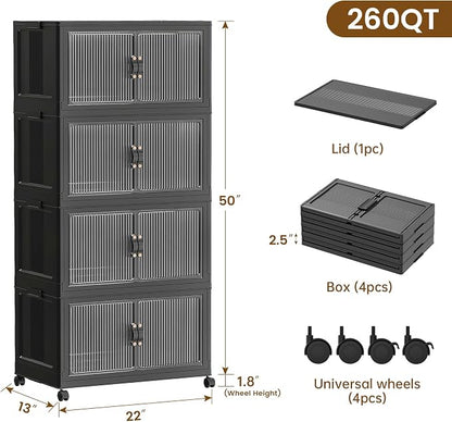 SAILUN 260Qt Stackable Storage Bins Folding Collapsible Storage Bins - Image 2
