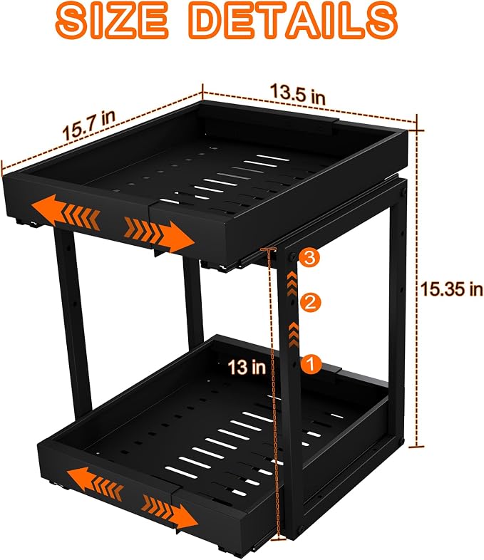 Golener 2-Tier Expandable Pull Out Cabinet Organizer - Image 4