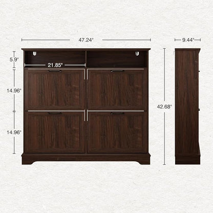 Shoe Storage Cabinet with 4 Flip Drawers, Farmhouse Modern Hidden Shoes Rack - Image 2