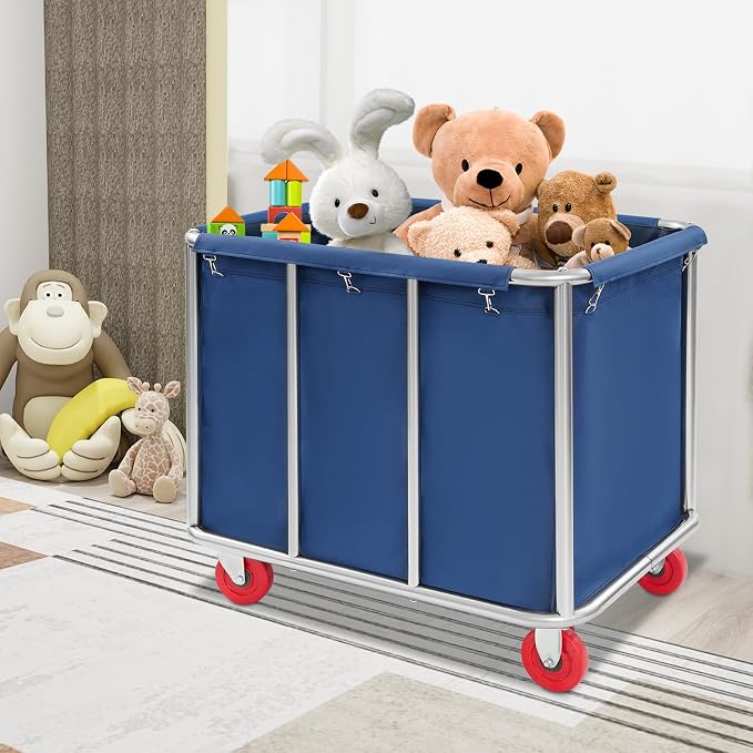 Commercial Laundry Cart with Wheels, Laundry Hamper Cart, Heavy Duty Rolling - Image 7