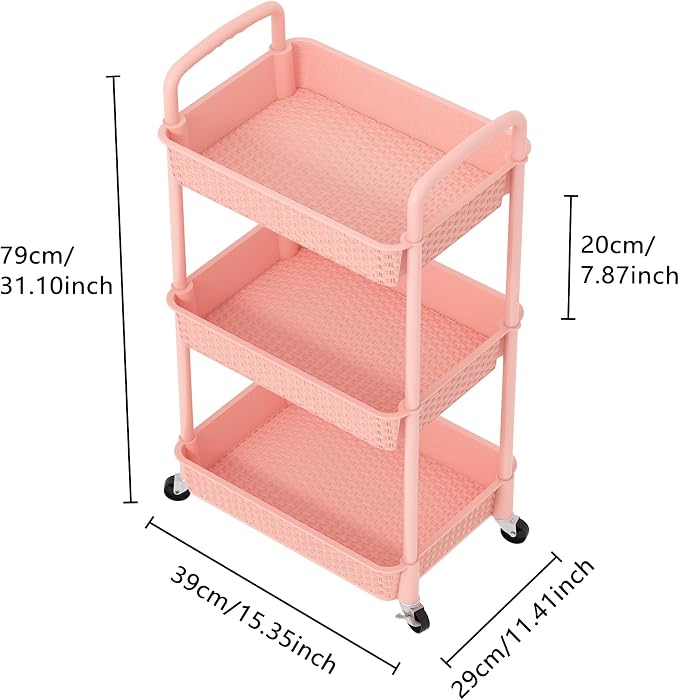 MOYIPIN 3-Tier Plastic Rolling Utility Cart - Image 2