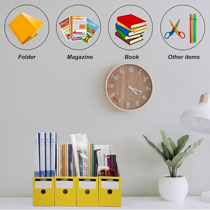 Limitliho 2 Pack Yellow Cardboard Magazine Holder - Image 3