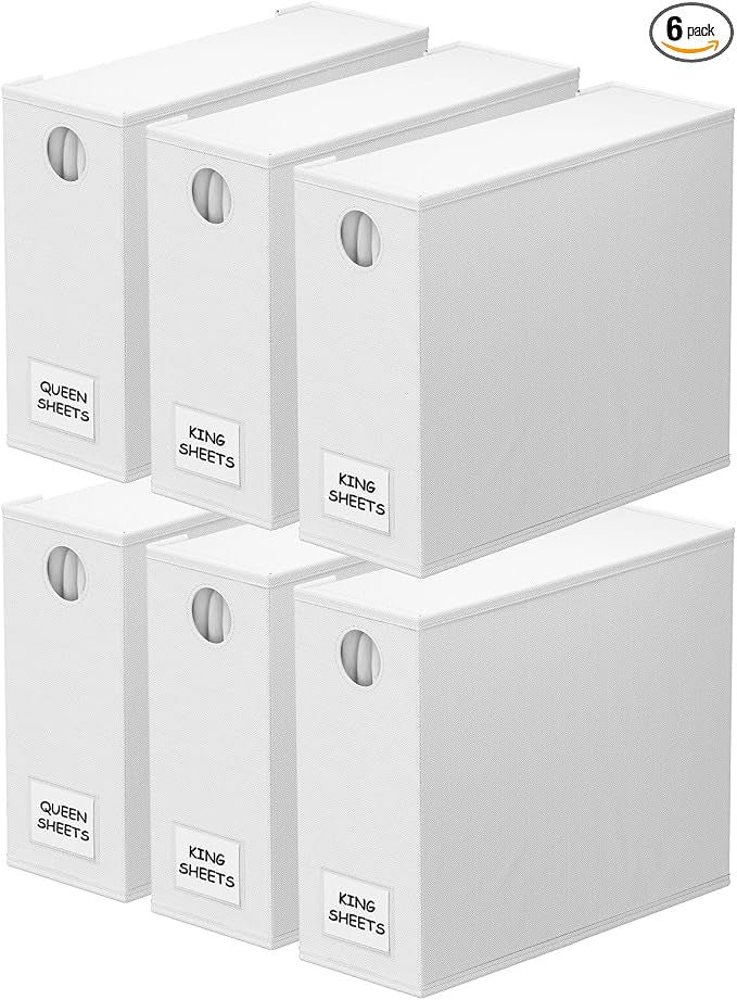 SpaceAid 6 Pack Bed Sheet Organizers and Storage, Foldable Sheet Organizer by SpaceAid