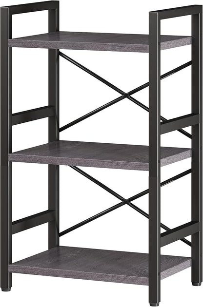 Homeiju Bookshelf, 3 Tier Industrial Bookcase, Metal Small Bookcase, Rustic - Image 8