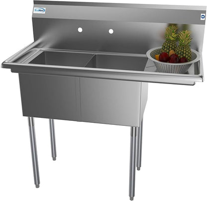 KoolMore 2 Compartment Stainless Steel NSF Commercial Kitchen Prep & Utility - Image 9