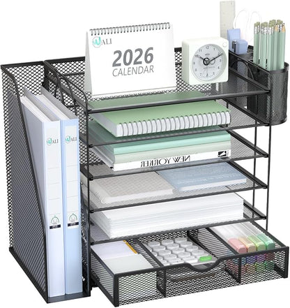 WALI Desk File Organizer, 6 Tier Desktop Paper Letter Tray Organizer by WALI