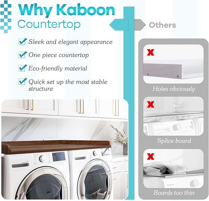 Kaboon Washer Dryer Countertop 58" x 28" Extra Large Version, Melamine - Image 5