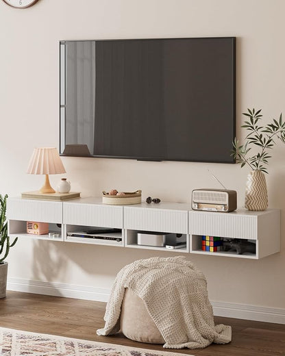 Modern Small Nightstand with Drawer, Floating Shelves - Image 7