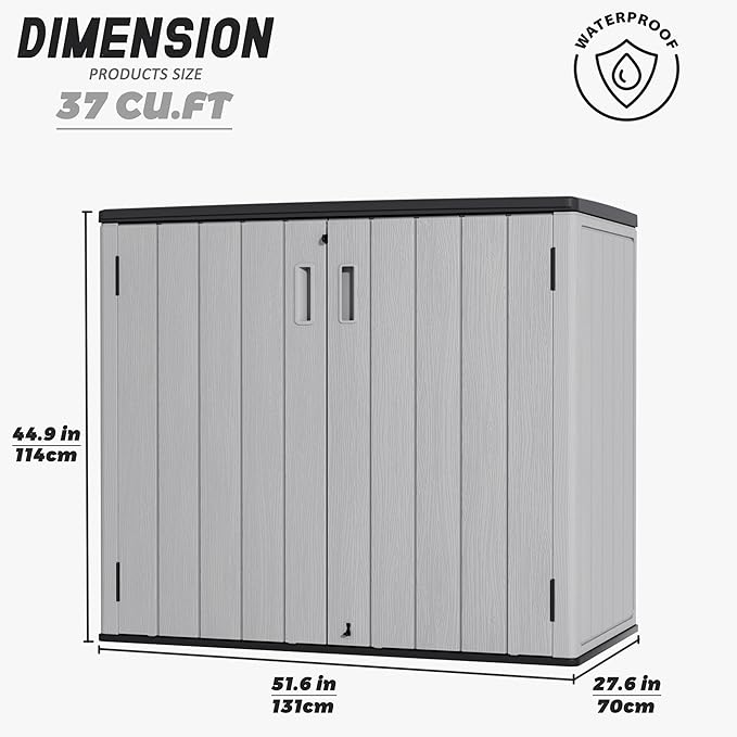 Large Outdoor Storage Box, Resin Sheds&Outdoor Storage Waterproof/Lockable - Image 4