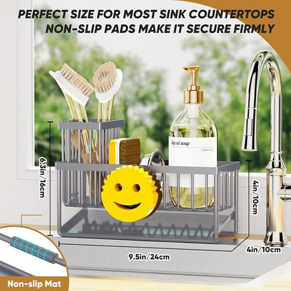 Sponge Holder for Kitchen Sink, Smiley Face Sink Caddy - Image 2