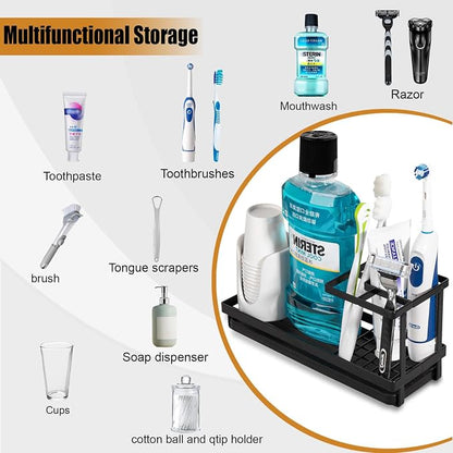 Toothbrush Holders Toothpaste Organizer Bathroom Accessories, Matte Black | - Image 5
