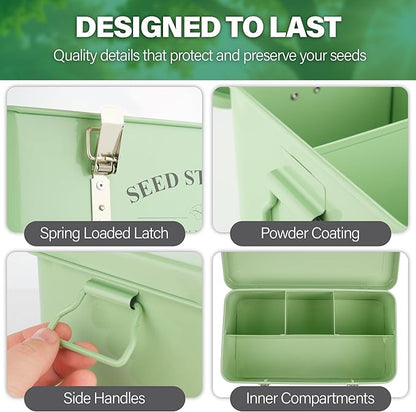 Seed Storage Box Organiser – Green Garden Seeds Tin - Image 3
