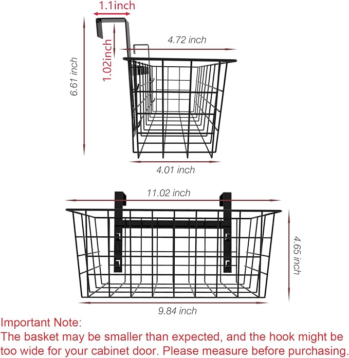 MaraFansie Basket with Hook, Grid Storage Basket, Over the Cabinet Door - Image 5