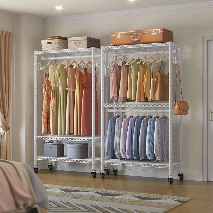 VIPEK R2 Medium Heavy Duty Clothes Rack Rolling Clothing Rack Adjustable Metal - Image 9