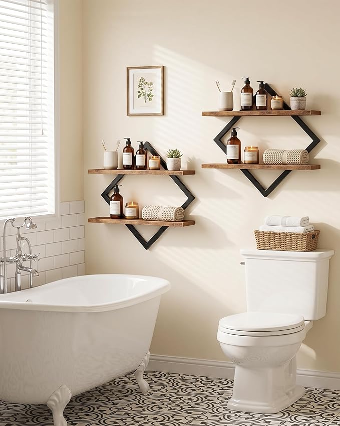 CHOEZON Floating Shelves, 2-Tier Hanging Shelves, Wall Shelf Set of 2, Wall - Image 7