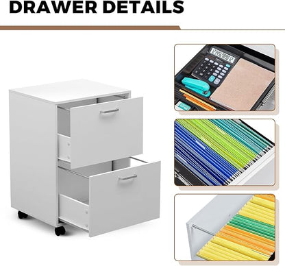 QDSSDECO 2 Drawer Mobile File Cabinet, Rolling Vertical Filing Cabinet fits A4 - Image 7