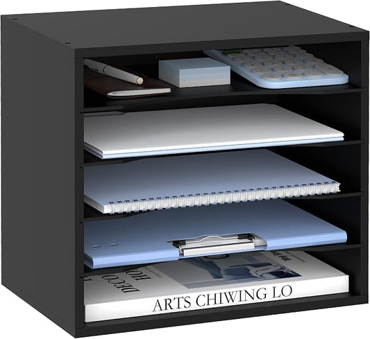 5 Tier Wood Desk Organizer, Mail Sorter and Paper Organizer by SUPEASY