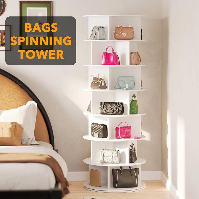 SpaceAid Cross Style 7-Tier Rotating Shoe Organizer, Spinning Shoe Rack Tower - Image 5