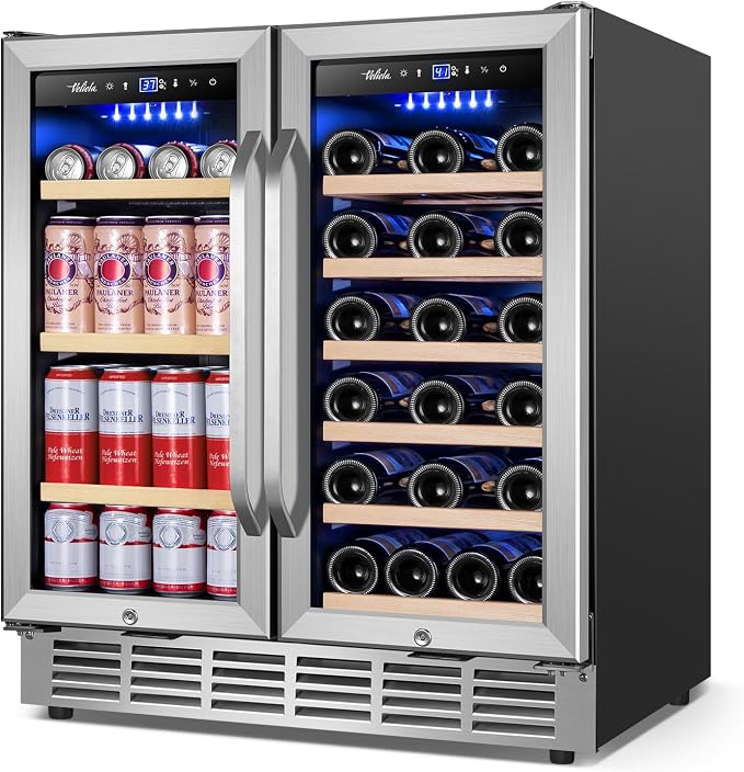 Wine and Beverage Refrigerator 30 Inch, Upgrade Dual Zone Wine Cooler by Velieta-SpecialistinFridge