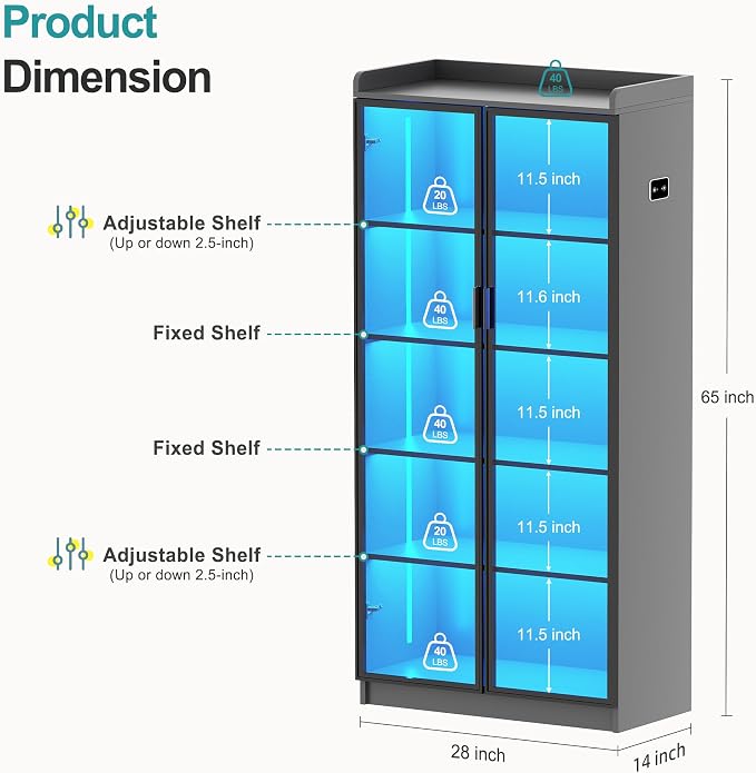 Lvifur 65" Display Cabinet - Image 2