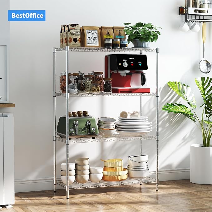 BestOffice | 4-Tier Wire Storage Shelves | 36x14x54 | Chrome | - Image 2