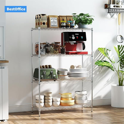 BestOffice | 4-Tier Wire Storage Shelves | 36x14x54 | Chrome | - Image 2